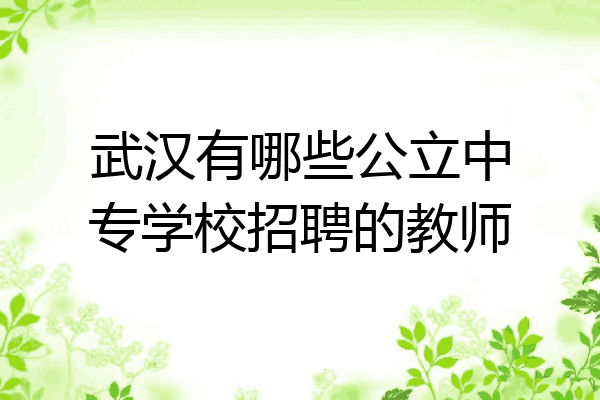 武汉有哪些公立中专学校招聘的教师