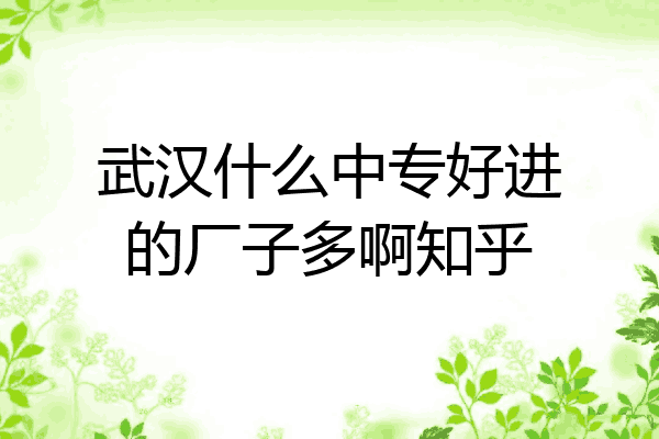 武汉什么中专好进的厂子多啊知乎