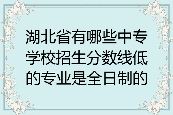 湖北省有哪些中专学校招生分数线低的专业是全日制的