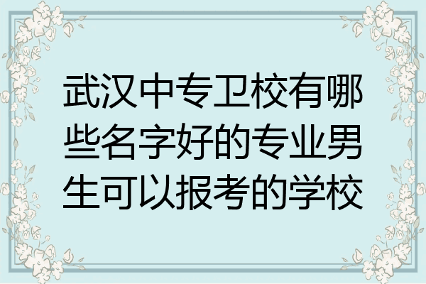 武汉中专卫校有哪些名字好的专业男生可以报考的学校