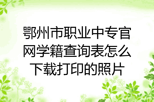 鄂州市职业中专官网学籍查询表怎么下载打印的照片