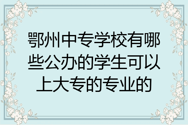 鄂州中专学校有哪些公办的学生可以上大专的专业的