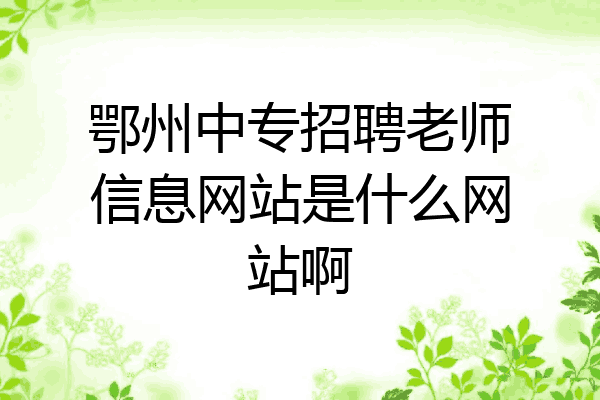 鄂州中专招聘老师信息网站是什么网站啊