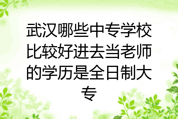 武汉哪些中专学校比较好进去当老师的学历是全日制大专