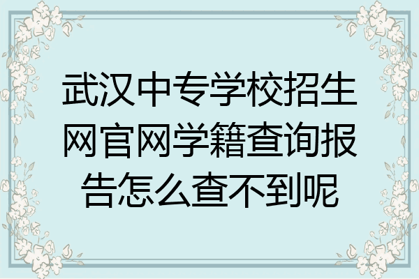 武汉中专学校招生网官网学籍查询报告怎么查不到呢