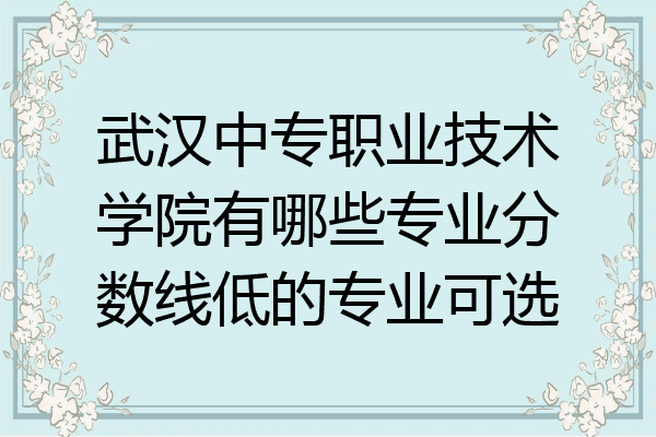 武汉中专职业技术学院有哪些专业分数线低的专业可选