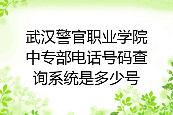 武汉警官职业学院中专部电话号码查询系统是多少号