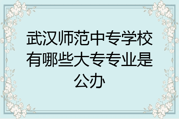 武汉师范中专学校有哪些大专专业是公办