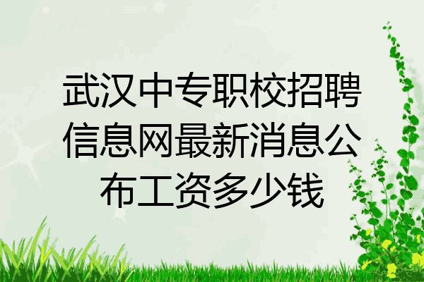 武汉中专职校招聘信息网最新消息公布工资多少钱