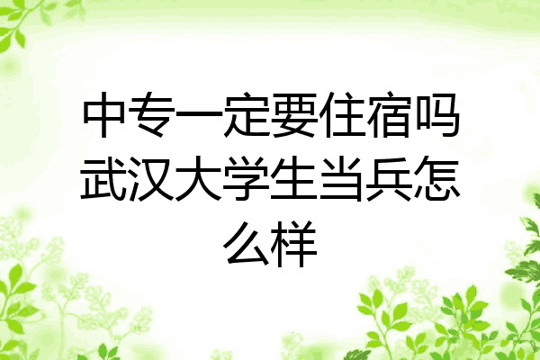 中专一定要住宿吗武汉大学生当兵怎么样