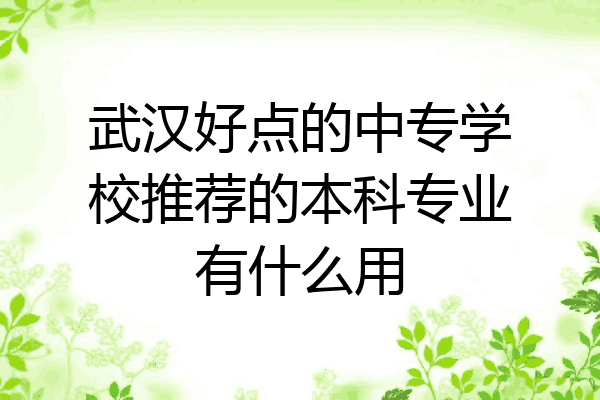 武汉好点的中专学校推荐的本科专业有什么用