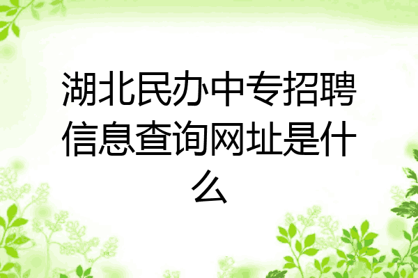 湖北民办中专招聘信息查询网址是什么