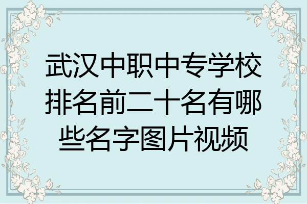 武汉中职中专学校排名前二十名有哪些名字图片视频