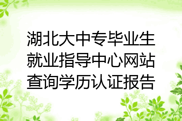湖北大中专毕业生就业指导中心网站查询学历认证报告