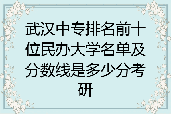 武汉中专排名前十位民办大学名单及分数线是多少分考研