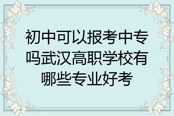 初中可以报考中专吗武汉高职学校有哪些专业好考