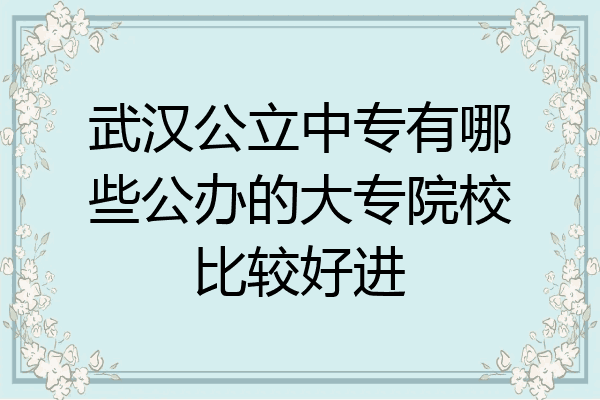武汉公立中专有哪些公办的大专院校比较好进