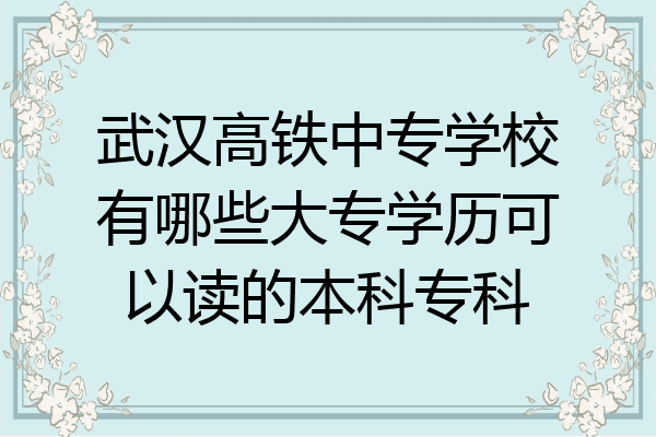 武汉高铁中专学校有哪些大专学历可以读的本科专科