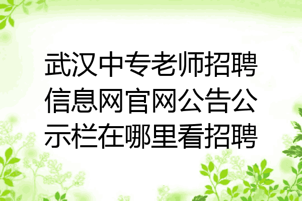 武汉中专老师招聘信息网官网公告公示栏在哪里看招聘