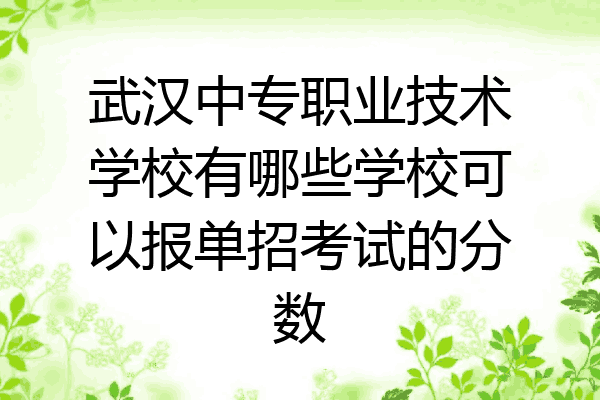 武汉中专职业技术学校有哪些学校可以报单招考试的分数