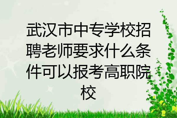 武汉市中专学校招聘老师要求什么条件可以报考高职院校