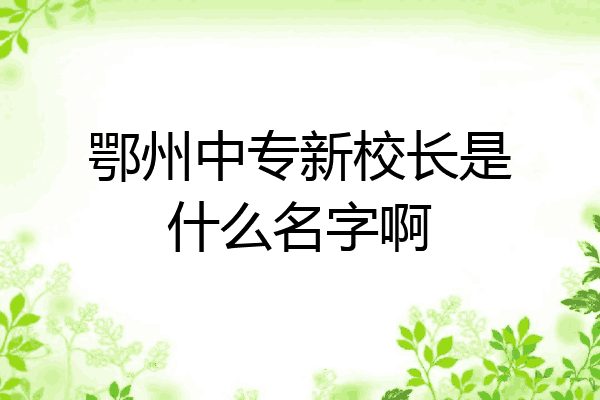鄂州中专新校长是什么名字啊