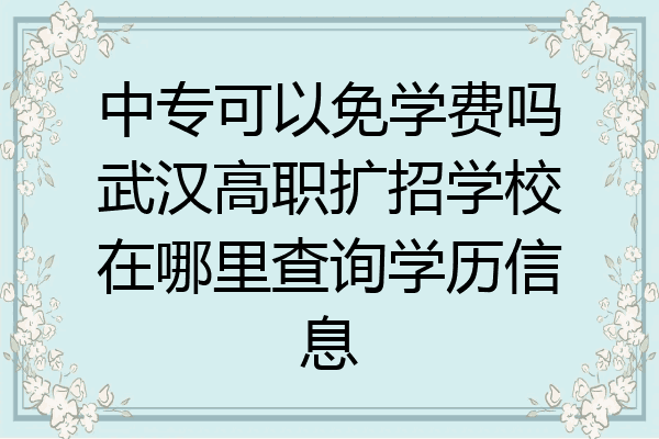 中专可以免学费吗武汉高职扩招学校在哪里查询学历信息