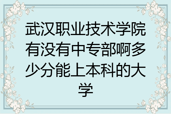 武汉职业技术学院有没有中专部啊多少分能上本科的大学