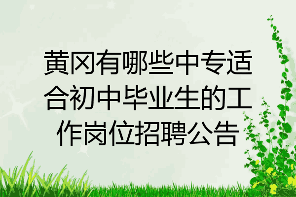 黄冈有哪些中专适合初中毕业生的工作岗位招聘公告