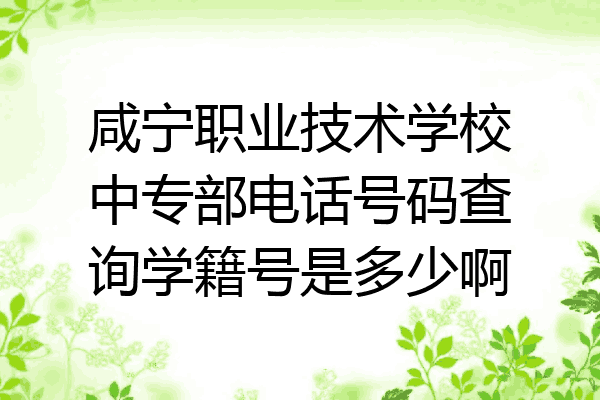 咸宁职业技术学校中专部电话号码查询学籍号是多少啊