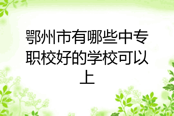 鄂州市有哪些中专职校好的学校可以上