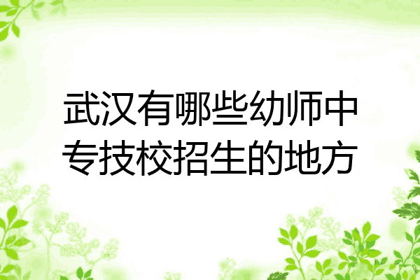 武汉有哪些幼师中专技校招生的地方