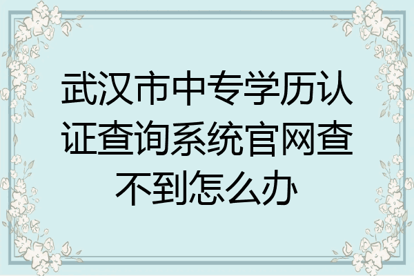武汉市中专学历认证查询系统官网查不到怎么办