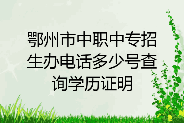 鄂州市中职中专招生办电话多少号查询学历证明