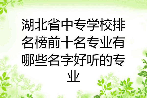 湖北省中专学校排名榜前十名专业有哪些名字好听的专业