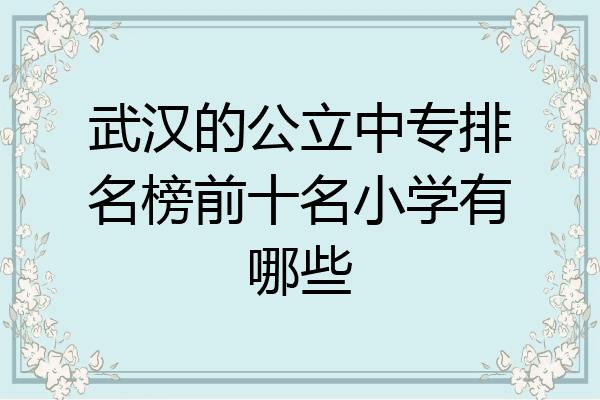 武汉的公立中专排名榜前十名小学有哪些