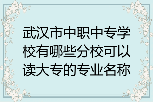 武汉市中职中专学校有哪些分校可以读大专的专业名称