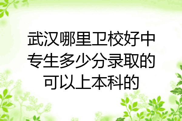 武汉哪里卫校好中专生多少分录取的可以上本科的