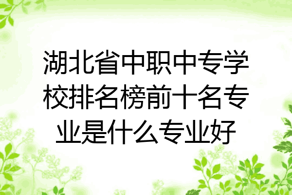 湖北省中职中专学校排名榜前十名专业是什么专业好