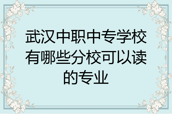武汉中职中专学校有哪些分校可以读的专业