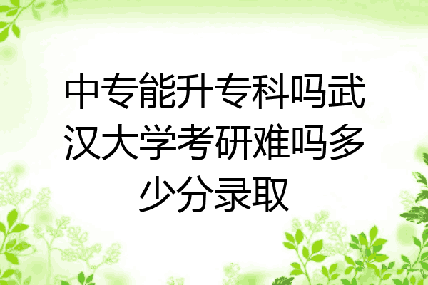 中专能升专科吗武汉大学考研难吗多少分录取