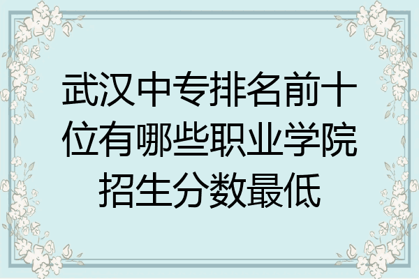 武汉中专排名前十位有哪些职业学院招生分数最低