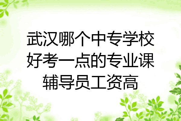 武汉哪个中专学校好考一点的专业课辅导员工资高