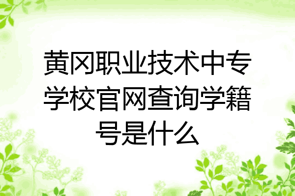 黄冈职业技术中专学校官网查询学籍号是什么