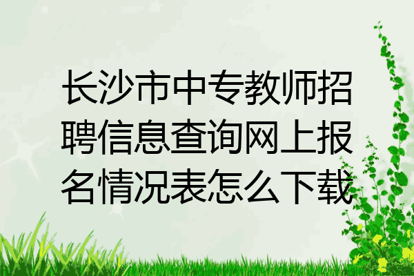 长沙市中专教师招聘信息查询网上报名情况表怎么下载