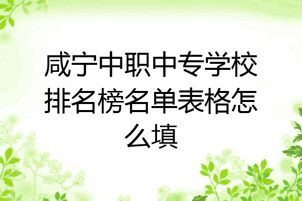 咸宁中职中专学校排名榜名单表格怎么填