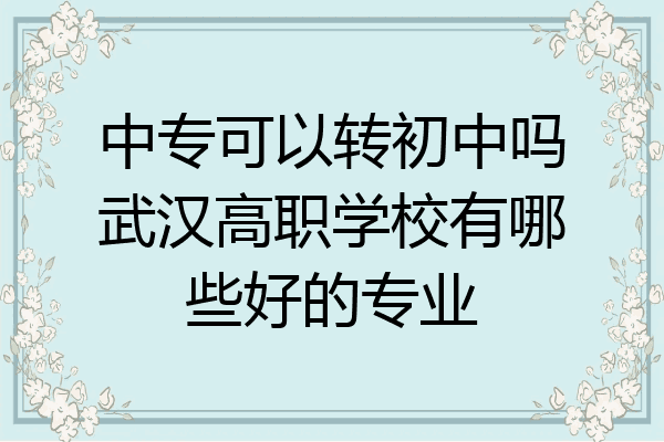 中专可以转初中吗武汉高职学校有哪些好的专业
