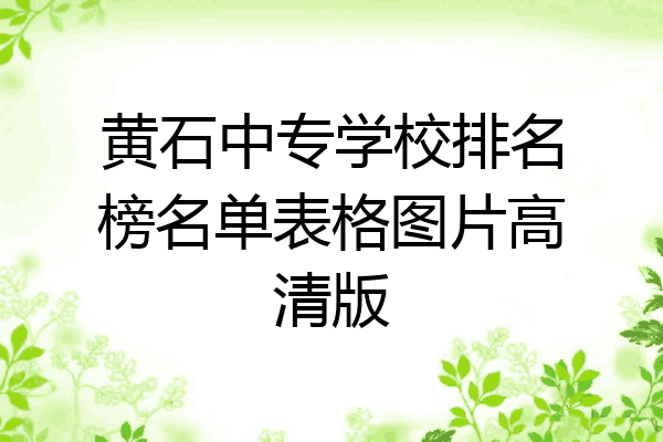 黄石中专学校排名榜名单表格图片高清版