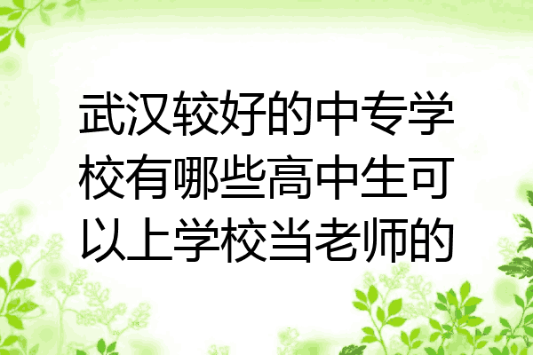 武汉较好的中专学校有哪些高中生可以上学校当老师的