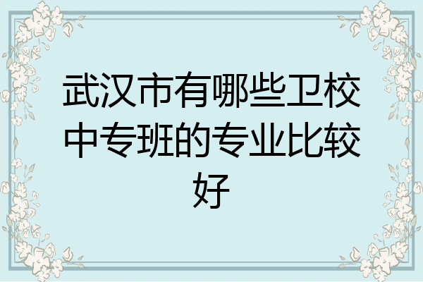 武汉市有哪些卫校中专班的专业比较好